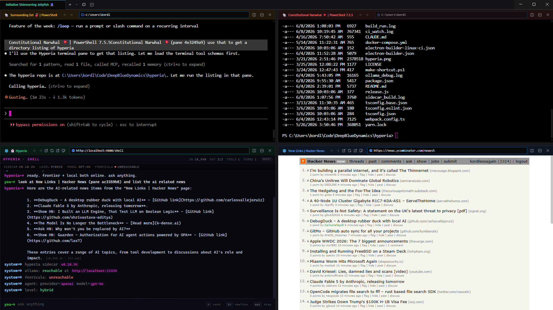 Hyperia — terminal with Ghost HUD